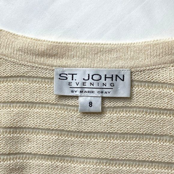 ST JOHN Evening by Marie Gray Sweater Sz 8 Cream GC - Picture 6 of 12